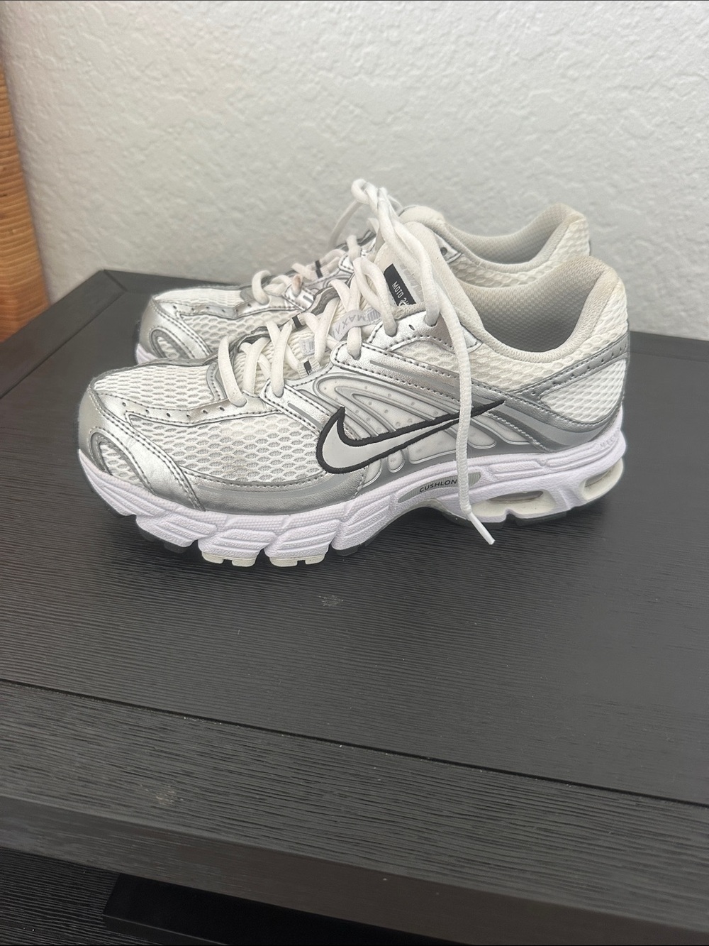 Nike Women's White and Silver Mesh Running Shoes
